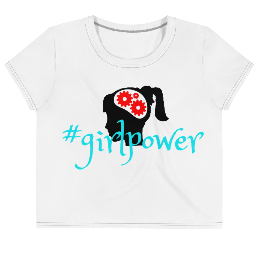 Army Green #girlpower Cropped Tees. Girls' Hashtag Art Crop Top. WickedYo.